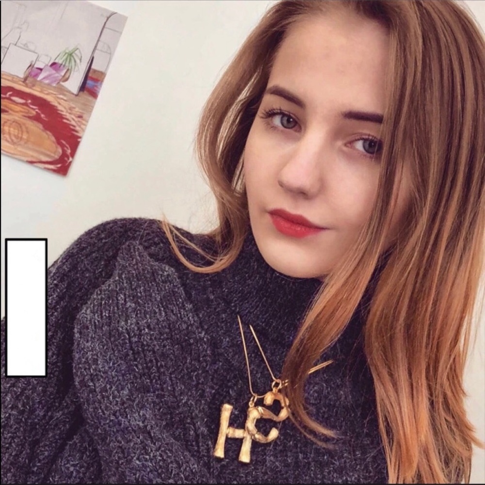NEW GOLD BAMBOO INITIAL STATEMENT NECKLACE - Picture 7 of 8